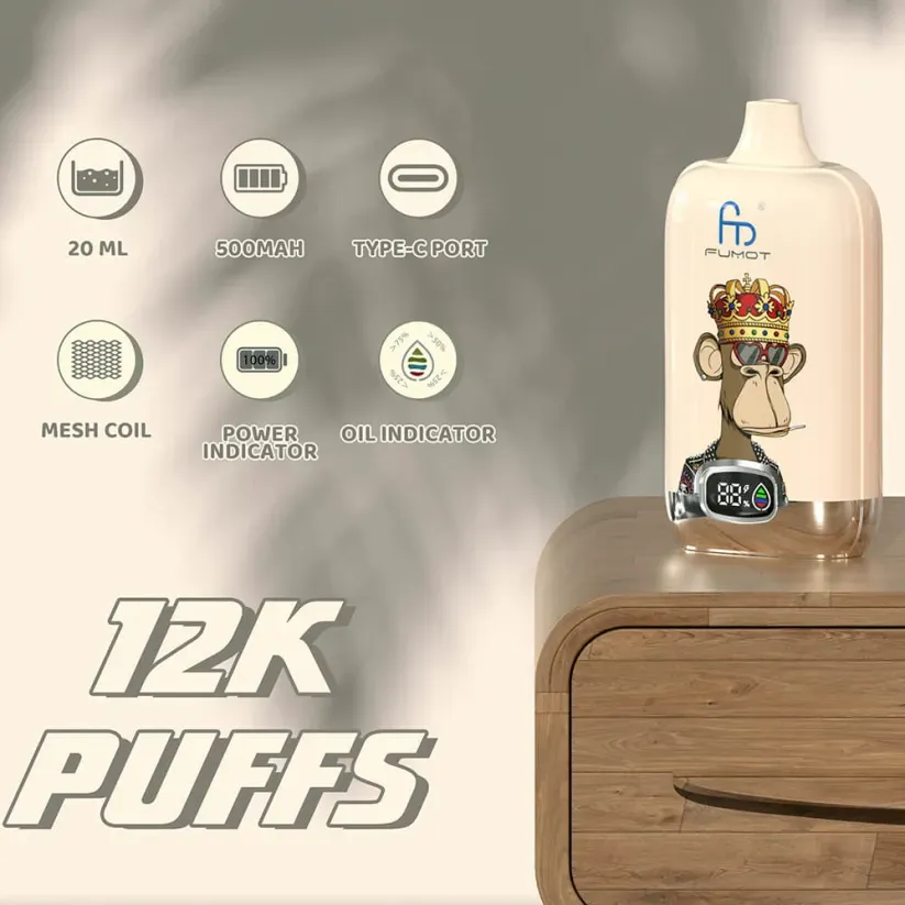 Blwch Digidol Fumot 12000 Vape tafladwy pwff